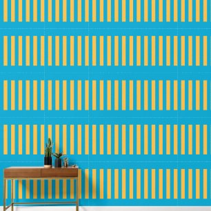 Papier Peint Elégant Motif géométrique Jaune et Bleu rayé