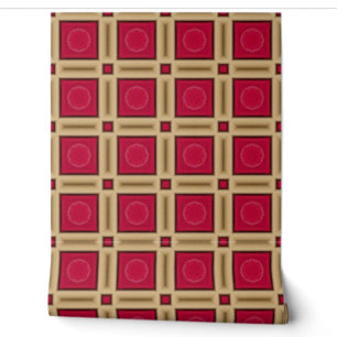 Papier Peint Élégant Motif géométrique rouge et or