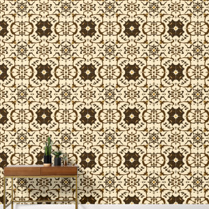 Papier Peint Elégant Motif sépia arabesque kaléidoscope
