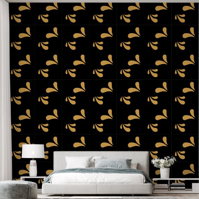 Papier Peint Elégant or noir Motif moderne (Chambre à coucher)