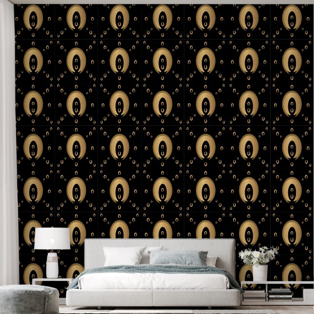 Papier Peint Elégant or noir Motif moderne (Chambre à coucher)