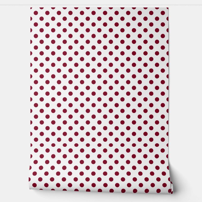 Papier Peint Élégant Pois rouge de Bourgogne (Déroulement)