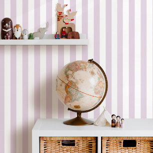 Papier Peint Élégant rayé lilas pâle violet blanc