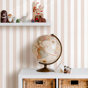 Papier Peint Élégant rayé pêche chaud blanc