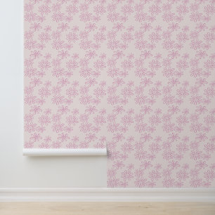 Papier Peint Élégant rose sur un Doodle Floral Blush