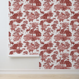 Papier Peint Élégant Rouge Deer Forest Animaux Toile
