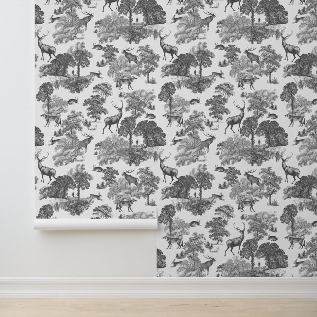 Papier Peint Élégant Rustic Deer Forest Animaux Toile (Application)