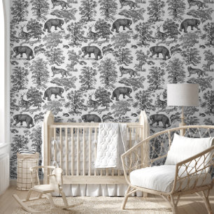 Papier Peint Élégant Rustique élégant Forêt Noire Animaux Toile