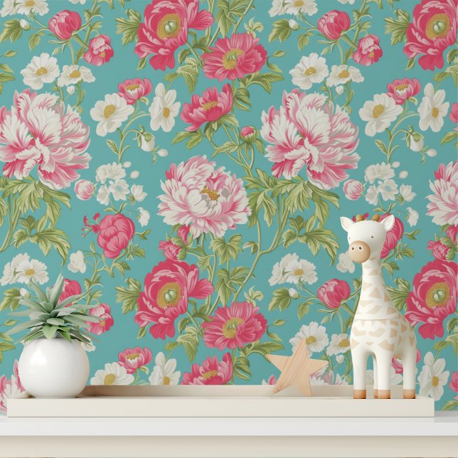Papier Peint Élégant Shabby Chic rose Motif Floral (Créateur téléchargé)