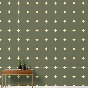 Papier Peint Élégant Stars Tan Dark Green Jaune Motif