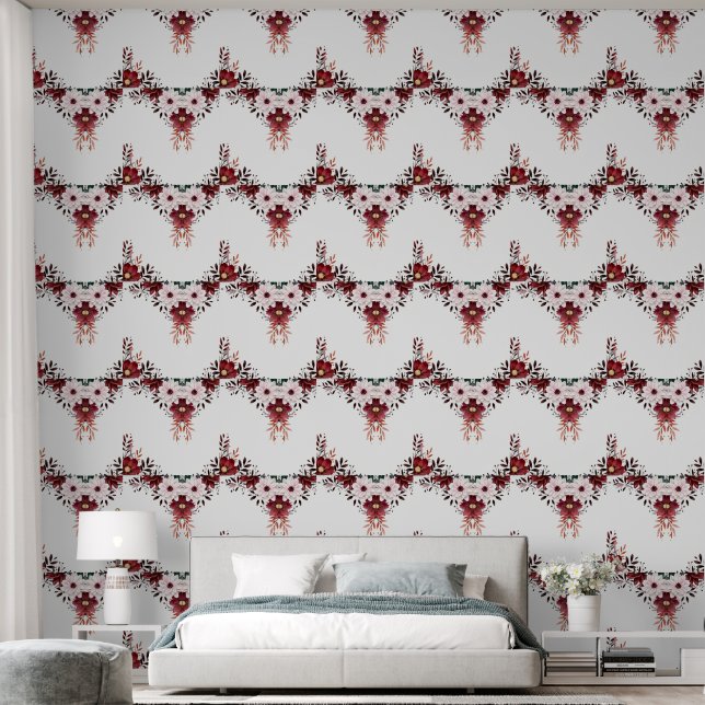 Papier Peint Elegant Stylish Floral Red Pink White (Chambre à coucher)