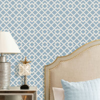 Elégant treillis Motif géométrique bleu blanc cass