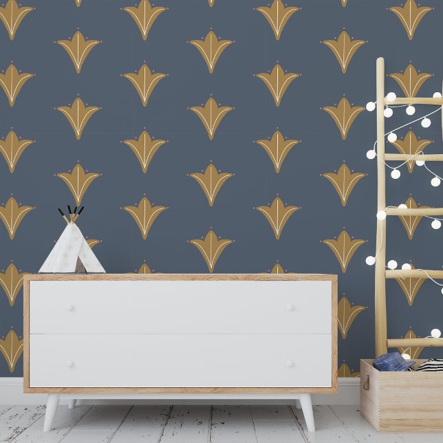 Papier Peint Elégant Turquoise Mustard Motif nordique (Elegant Teal Mustard Nordic Pattern Wallpaper)