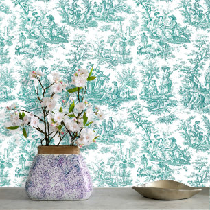 Papier Peint Elégant turquoise turquoise vintage toile de jouy