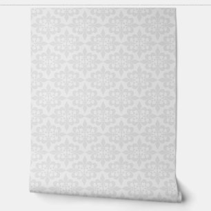 Papier Peint Elégant Vintage Delicate Gris Blanc Damas