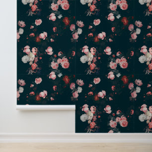 Papier Peint Élégant Vintage foncé Moody rose Roses Floral