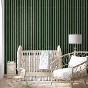 Papier Peint Élégant Vintage Olive Sage Vert Noir 3D Rayé 