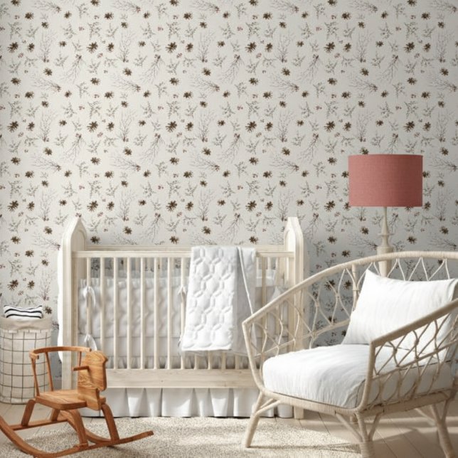 Papier Peint Elegant Watercolor Woodland Winterberry Pattern (Créateur téléchargé)