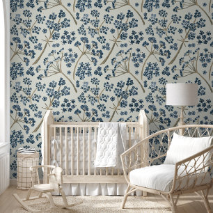 Papier Peint Elégante aquarelle bleue motif floral