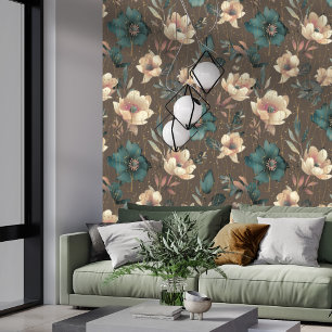 Papier Peint Elégante aquarelle Motif botanique Mocha