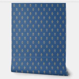 Papier Peint Elégante Fleur de Lis Or Vintage