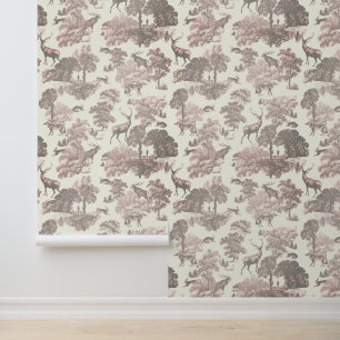 Papier Peint Élégante toile de bois de cerf rose rustique