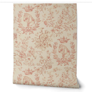 Papier Peint Elégante toile équestre Vintage gris-rouge
