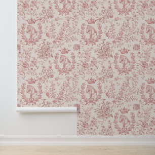 Papier Peint Elégante toile équestre Vintage gris-rouge