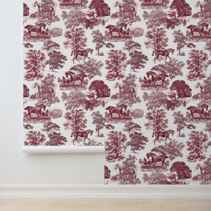 Papier Peint Élégante Toile Rustique Cheval Rouge