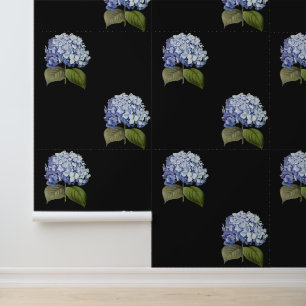Papier Peint Élégante Vintage Botanique Bleue Hydrangée Fleur