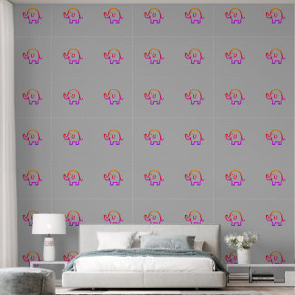 Papier Peint Eléphants Bébé Animal Motifs mignons rose gris
