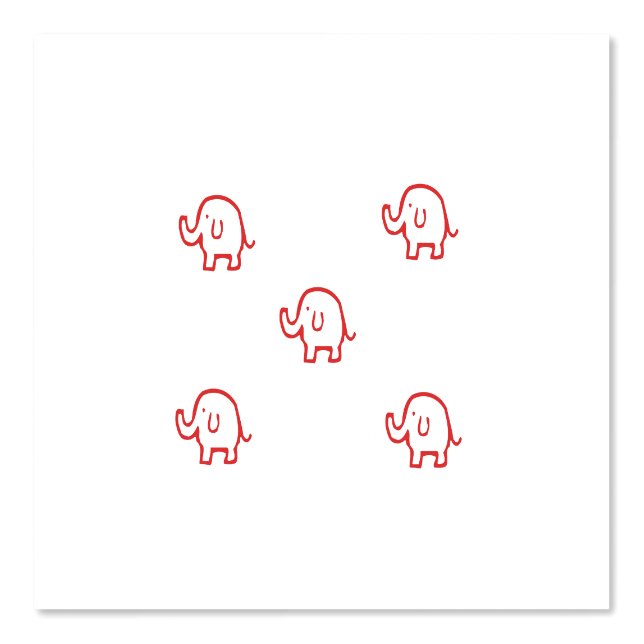 Papier Peint Eléphants Bébé Motifs animaux mignons Rouge Blanc  (Recto)
