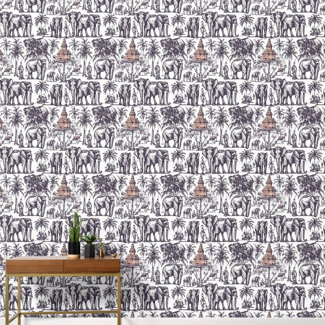 Papier Peint Eléphants et statues (Couloir)