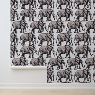 Papier Peint Eléphants gris