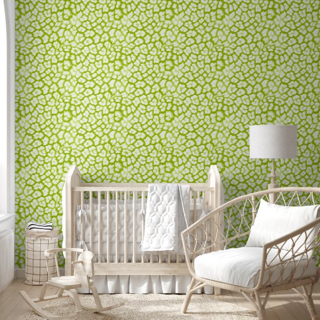 Papier Peint Empreinte de léopard blanc et vert (Enfants)