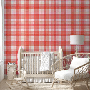 Papier Peint en vichy blanc rouge