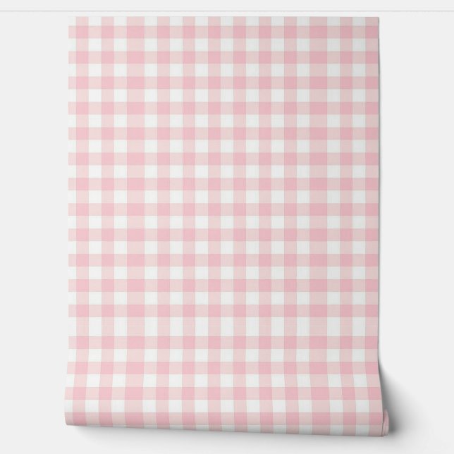Papier Peint En vichy rose (Déroulement)