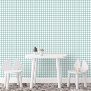 Papier Peint en vichy turquoise chèque mignon simple ferme plai