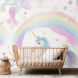 Papier Peint Enchanter Unicorn Rainbow Magic Wand Pastel