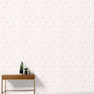 Papier Peint 🌸 Encre sur fleurs de cerisier blanches sur fond 