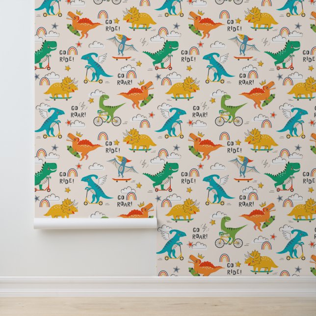 Papier Peint Enfants Dinosaur Motif voyageur (Application)