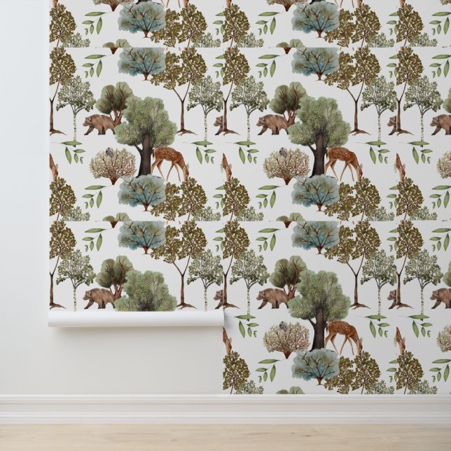 Papier Peint Enfants unisex mignons Animaux des bois (Application)
