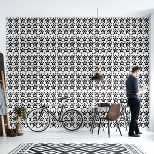 Papier Peint Étoile géométrique Noir et blanc Étoile géométriqu