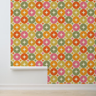 Papier Peint Étoiles explosées de style rétro milieu de siècle