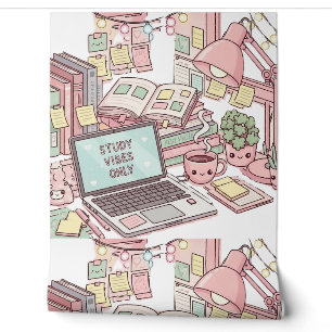 Papier Peint Étudier Vibes seulement" Cosy Desk Esthétique