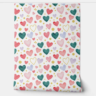 Papier Peint Evergreen Hearts & Rose Blush