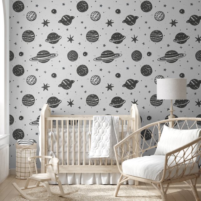 Papier Peint Exploration spatiale monochrome (Enfants)