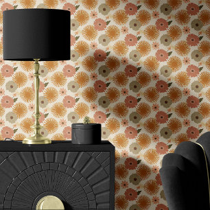 Papier Peint Explosion Florale Rétro sur Crème