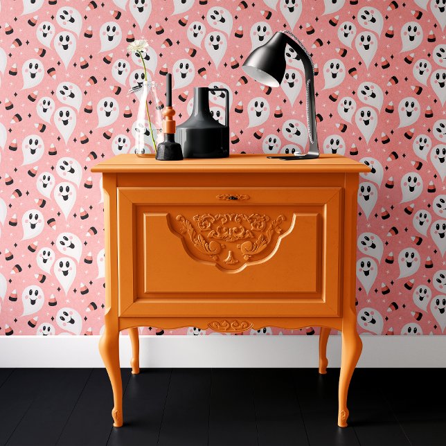 Papier Peint Fantôme rose et maïs de Halloween (Créateur téléchargé)