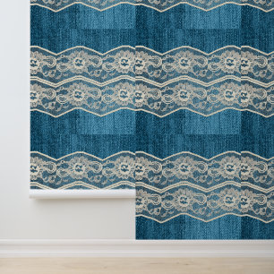 Papier Peint Faux Denim & Lace
